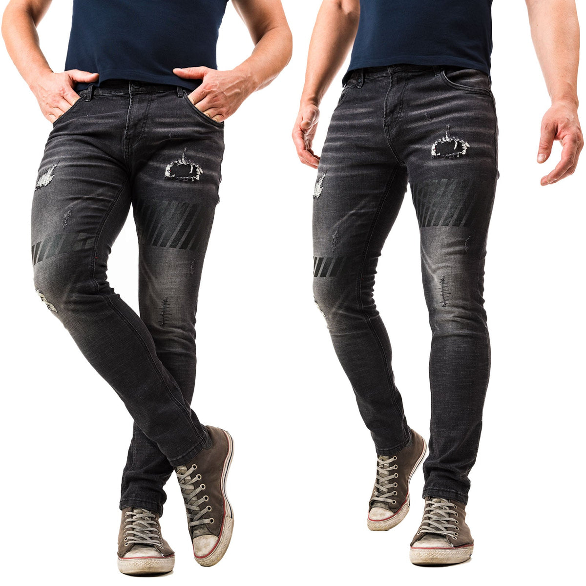 New AM Fashion Jeans strappati da uomo arancione fiamma stampa personalità  pantaloni Slim fori Jeans da uomo con patch Jeans High Street per uomo -  AliExpress