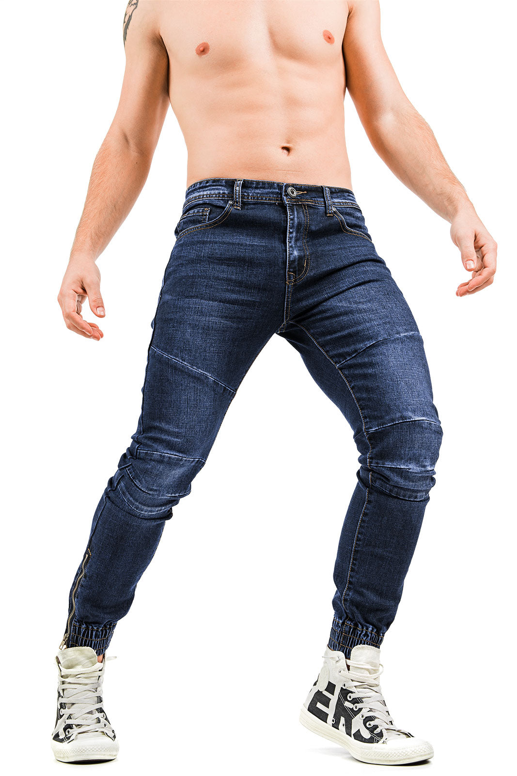 Jeans Uomo Strappati Slim Fit con Toppe Strappi Skinny Blu Pantaloni  INSTINCT