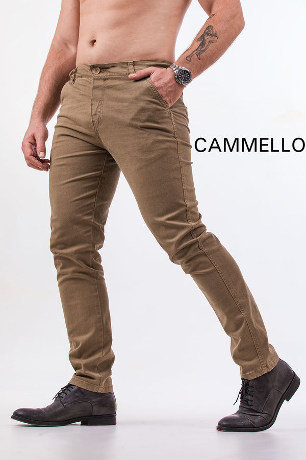 Pantaloni Uomo Chino Slim Fit Elasticizzati Eleganti Moderno Coton MICROFANTASIA