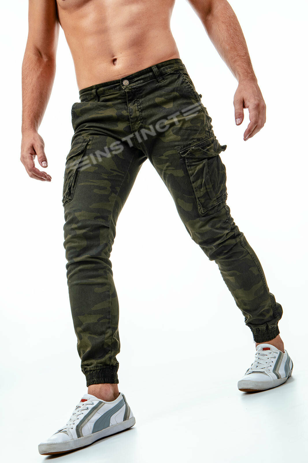 Pantaloni uomo cargo militari con tasche laterali mimetici esercito co Instinct.Moda